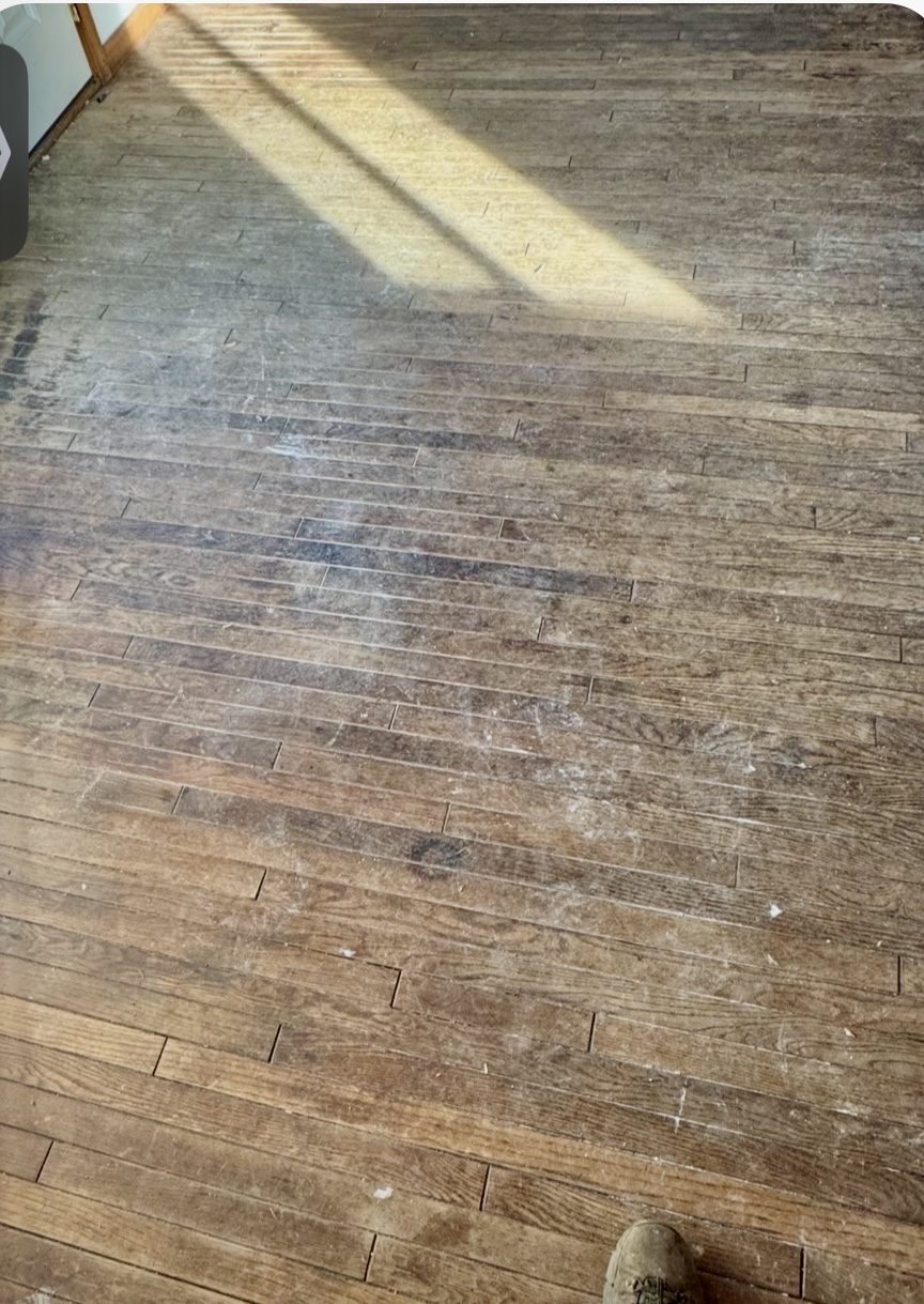 Hardwood floor refinishing before
