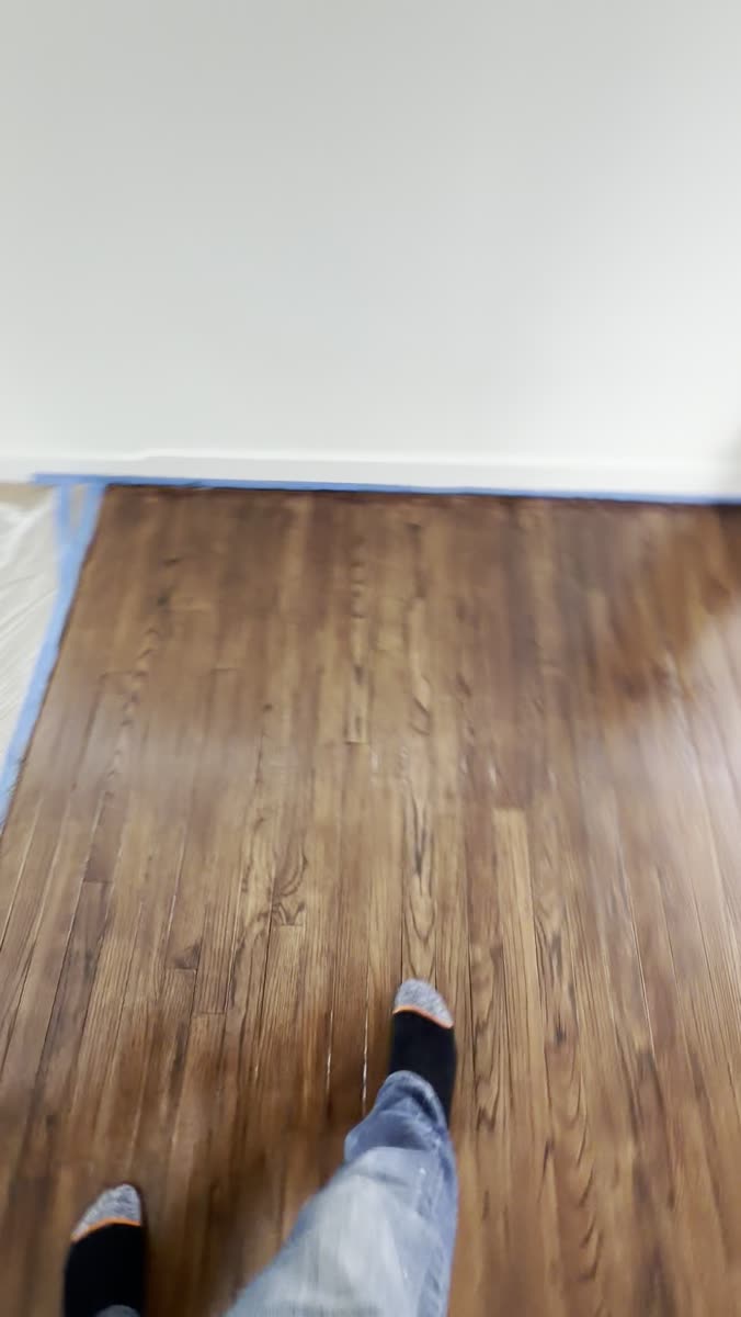 Hardwood floor after refinishing, stained and sealed