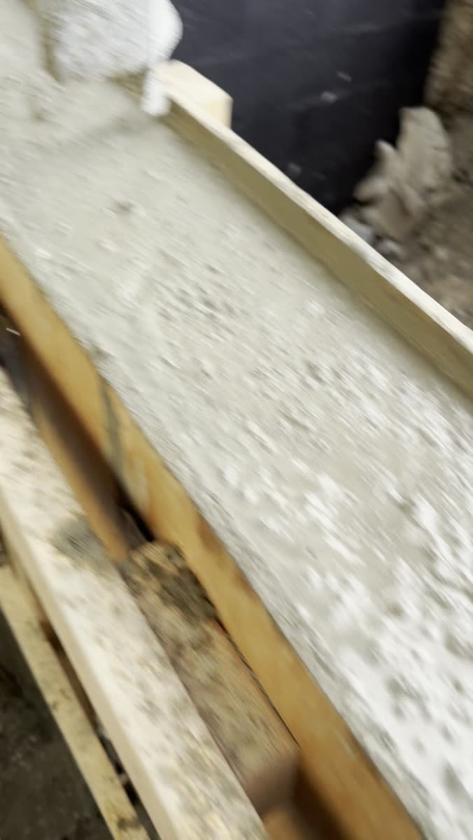 Formwork in place for a poured retaining wall