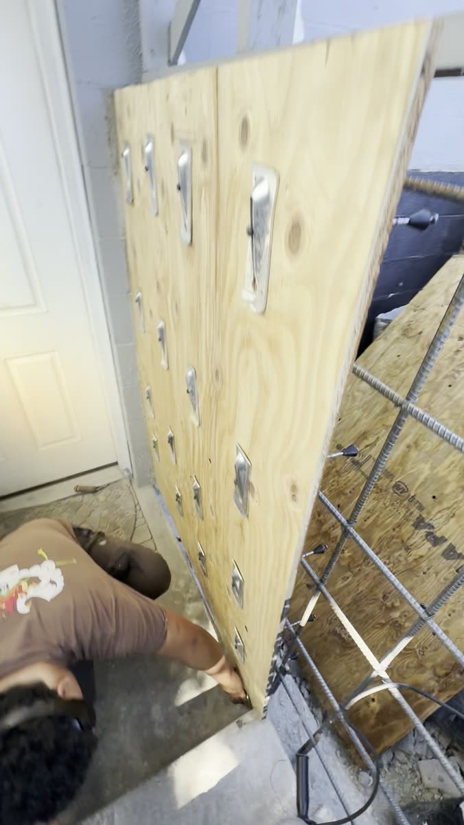 Shoring holding the structure while the old retaining wall is removed